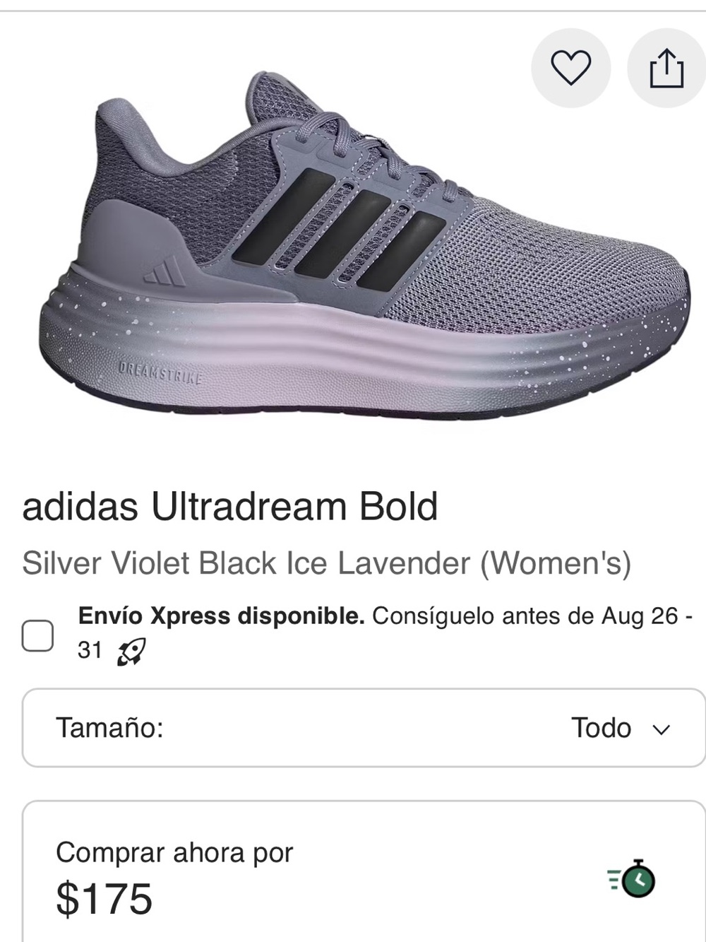 adidas Ultrandream Bold Women's Running Shoes - Lavender/Silver/Black